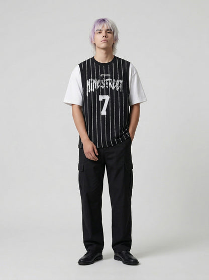 DAXUEN Layered distressed graphic t-shirt with tank top — model photo