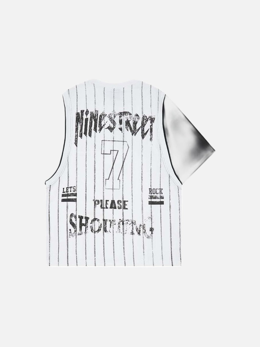 DAXUEN Layered distressed graphic t-shirt with tank top