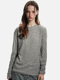 DAXUEN black layered-edge knit long sleeve top