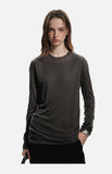 DAXUEN black layered-edge knit long sleeve top