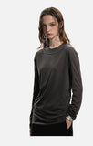 DAXUEN black layered-edge knit long sleeve top