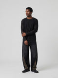 DAXUEN black layered-edge knit long sleeve top — model photo