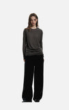DAXUEN black layered-edge knit long sleeve top