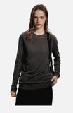 DAXUEN black layered-edge knit long sleeve top