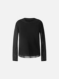 Layered Edge Black Knit Long Sleeve Top