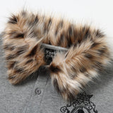 DAXUEN light grey layered faux fur collar polo shirt
