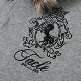 DAXUEN light grey layered faux fur collar polo shirt