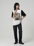 DAXUEN Layered T-shirt and vest set with graphic design — model photo
