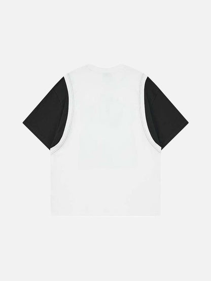 DAXUEN Layered T-shirt and vest set with graphic design