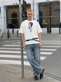 DAXUEN Layered graphic print short-sleeved t-shirt — model photo