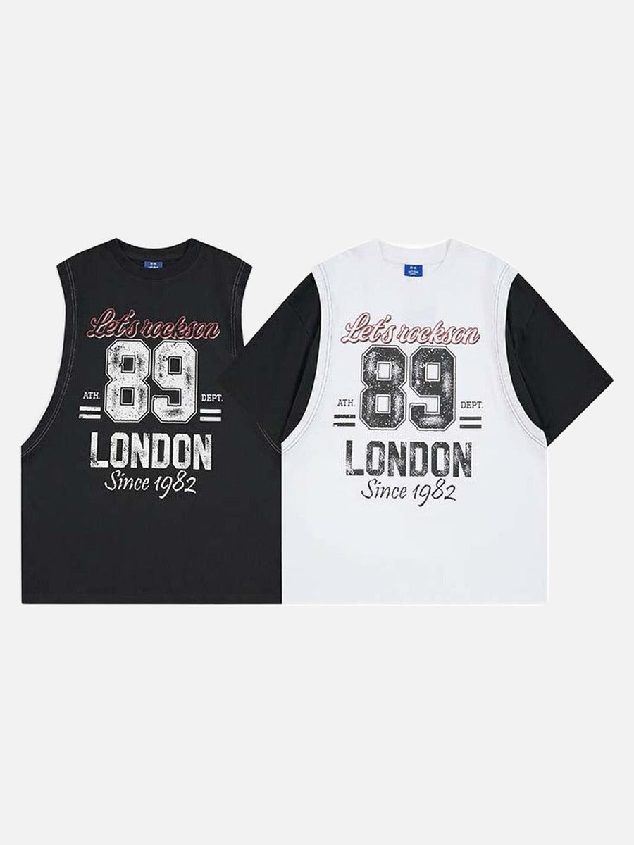 DAXUEN Layered graphic t-shirt and sleeveless vest combo