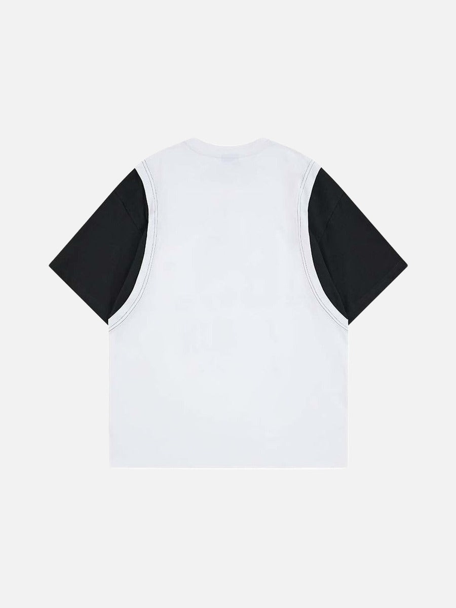 DAXUEN Layered graphic t-shirt and sleeveless vest combo