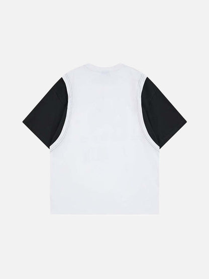 DAXUEN Layered graphic t-shirt and sleeveless vest combo