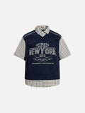 DAXUEN Men's short-sleeved layered V-neck top with graphic print