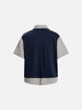 DAXUEN Men's short-sleeved layered V-neck top with graphic print