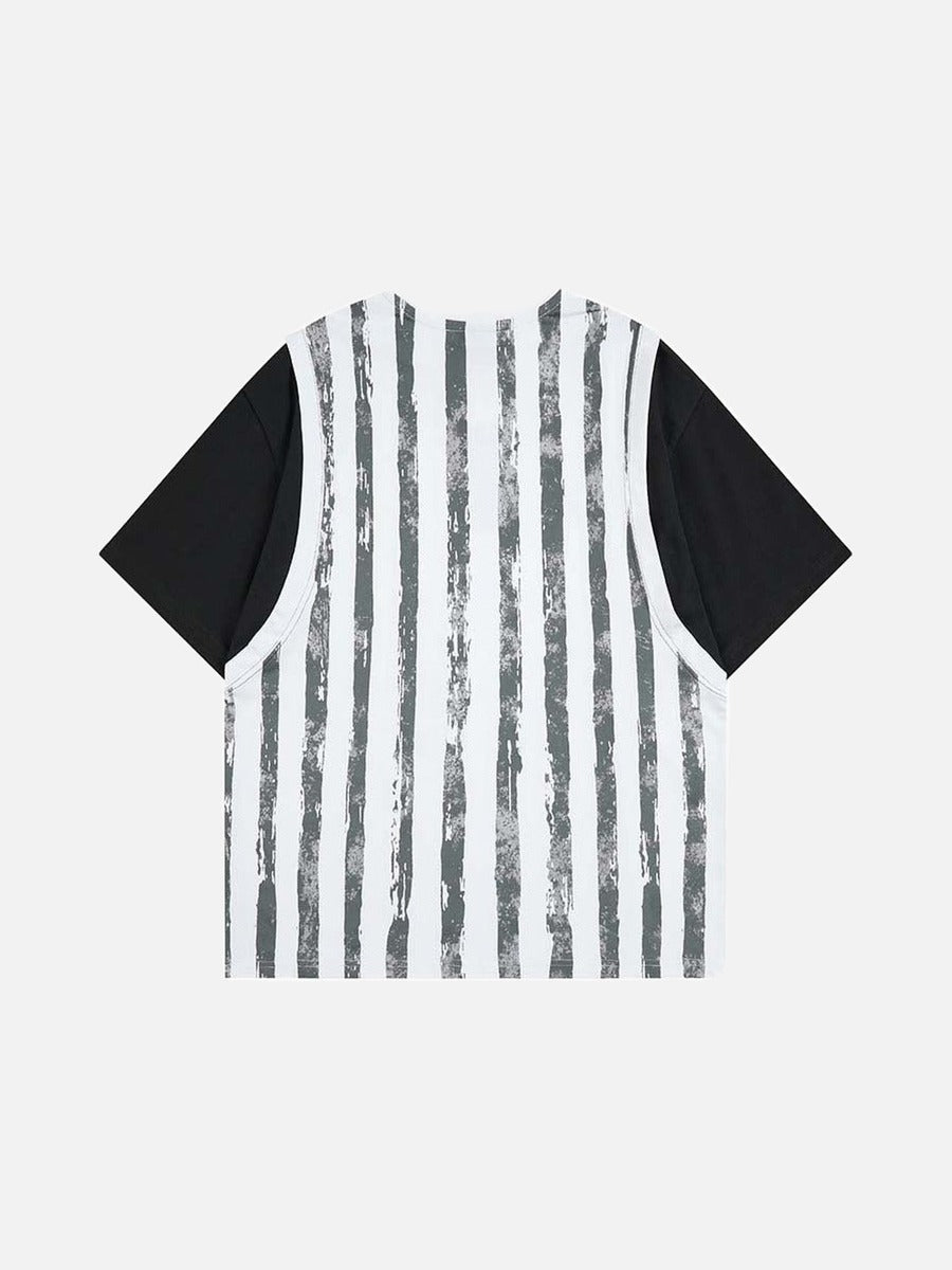 DAXUEN Layered short-sleeved t-shirt with vest overlay