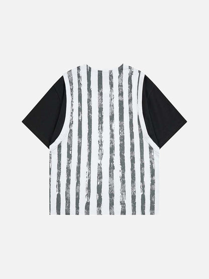 DAXUEN Layered short-sleeved t-shirt with vest overlay