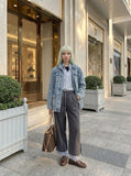 DAXUEN Layered hem wide-leg casual pants — model photo