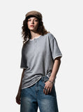 DAXUEN heather grey layered henley with contrasting trim t-shirt
