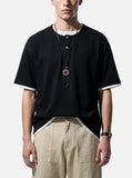 DAXUEN heather grey layered henley with contrasting trim t-shirt