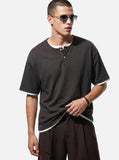 DAXUEN heather grey layered henley with contrasting trim t-shirt