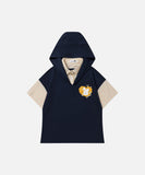 DAXUEN Layered hooded top with plaid short sleeves