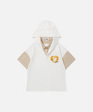 DAXUEN Layered hooded top with plaid short sleeves