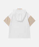 DAXUEN Layered hooded top with plaid short sleeves