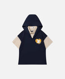DAXUEN Layered hooded top with plaid short sleeves