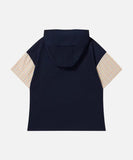 DAXUEN Layered hooded top with plaid short sleeves