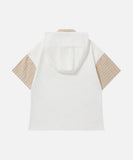 DAXUEN Layered hooded top with plaid short sleeves