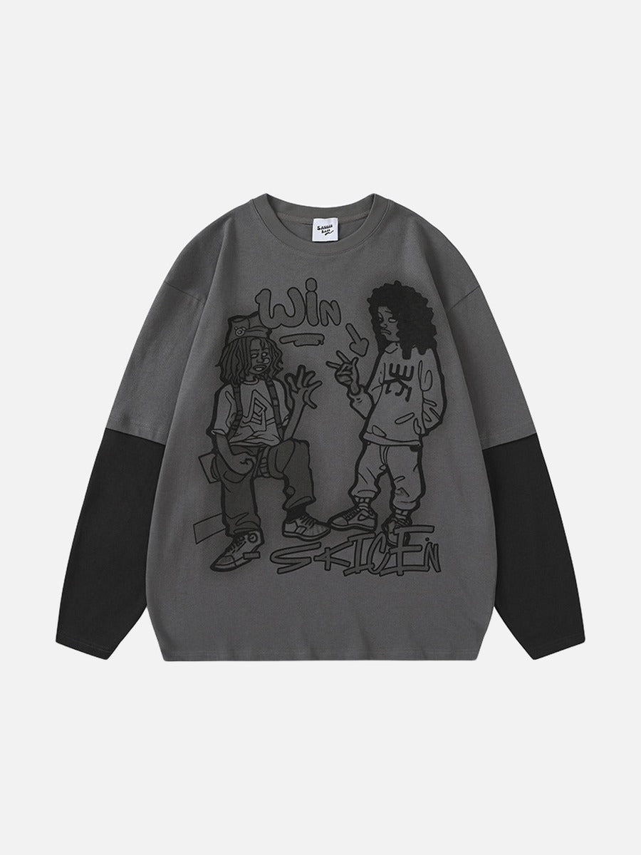 DAXUEN Layered illusion long sleeve t-shirt with contrasting sleeves