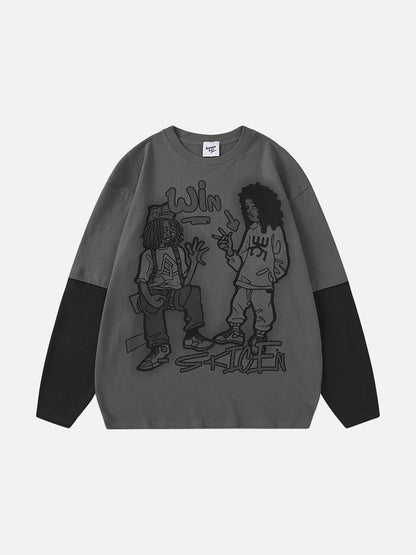 DAXUEN Layered illusion long sleeve t-shirt with contrasting sleeves