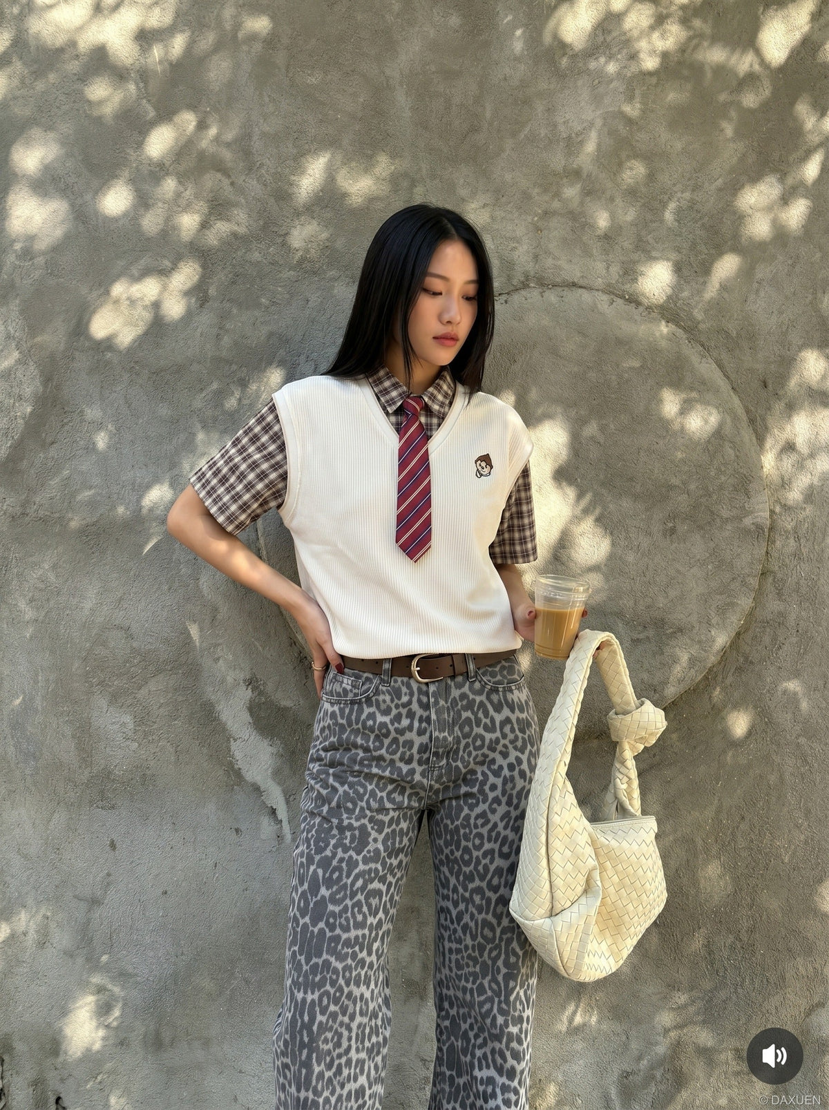 DAXUEN Layered Illusion Plaid Pullover Shirt | DAXUEN — model photo