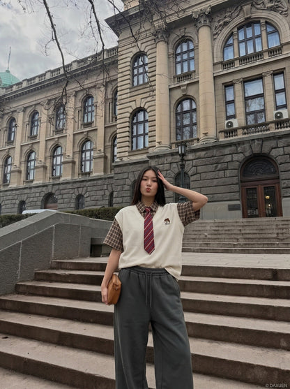DAXUEN Layered Illusion Plaid Pullover Shirt | DAXUEN — model photo