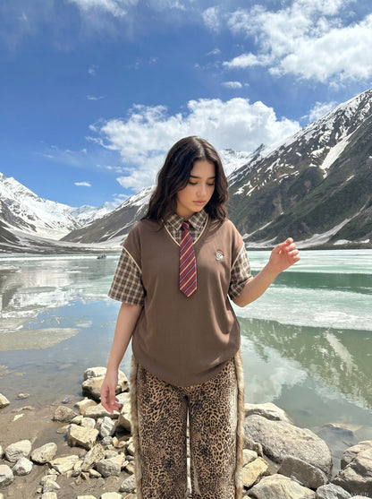 DAXUEN Layered Illusion Plaid Pullover Shirt | DAXUEN — model photo