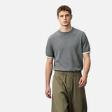 DAXUEN Men's short sleeve knit polo with ribbed trim
