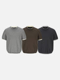 DAXUEN Men's short sleeve knit polo with ribbed trim