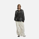 DAXUEN Layered long-sleeve graphic t-shirt with plaid sleeves