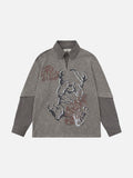Layered long-sleeve polo shirt with bear graphic