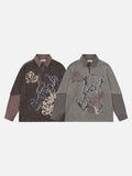 Layered long-sleeve polo shirt with bear graphic