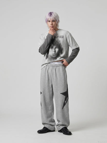 DAXUEN Layered look long-sleeve t-shirt with graphic print — model photo
