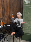 DAXUEN Layered look long-sleeve t-shirt with graphic print — model photo