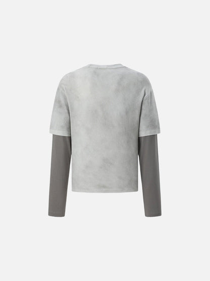 DAXUEN Layered look long-sleeve t-shirt with graphic print
