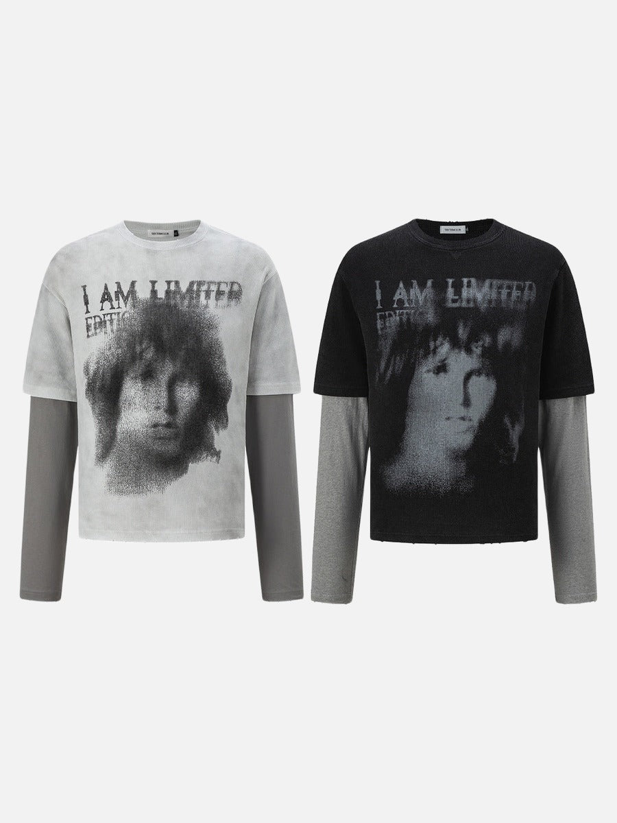 DAXUEN Layered look long-sleeve t-shirt with graphic print
