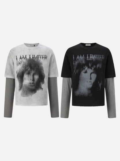 DAXUEN Layered look long-sleeve t-shirt with graphic print