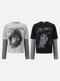 DAXUEN Layered look long-sleeve t-shirt with graphic print