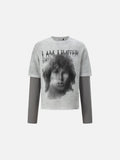 DAXUEN Layered look long-sleeve t-shirt with graphic print