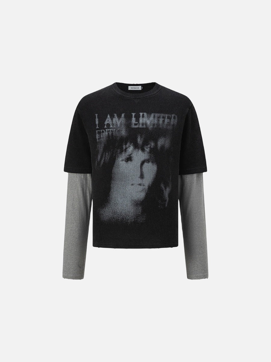 DAXUEN Layered look long-sleeve t-shirt with graphic print