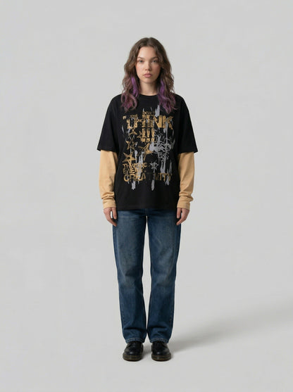 DAXUEN Men's long sleeve crew neck t-shirt with graphic print — model photo